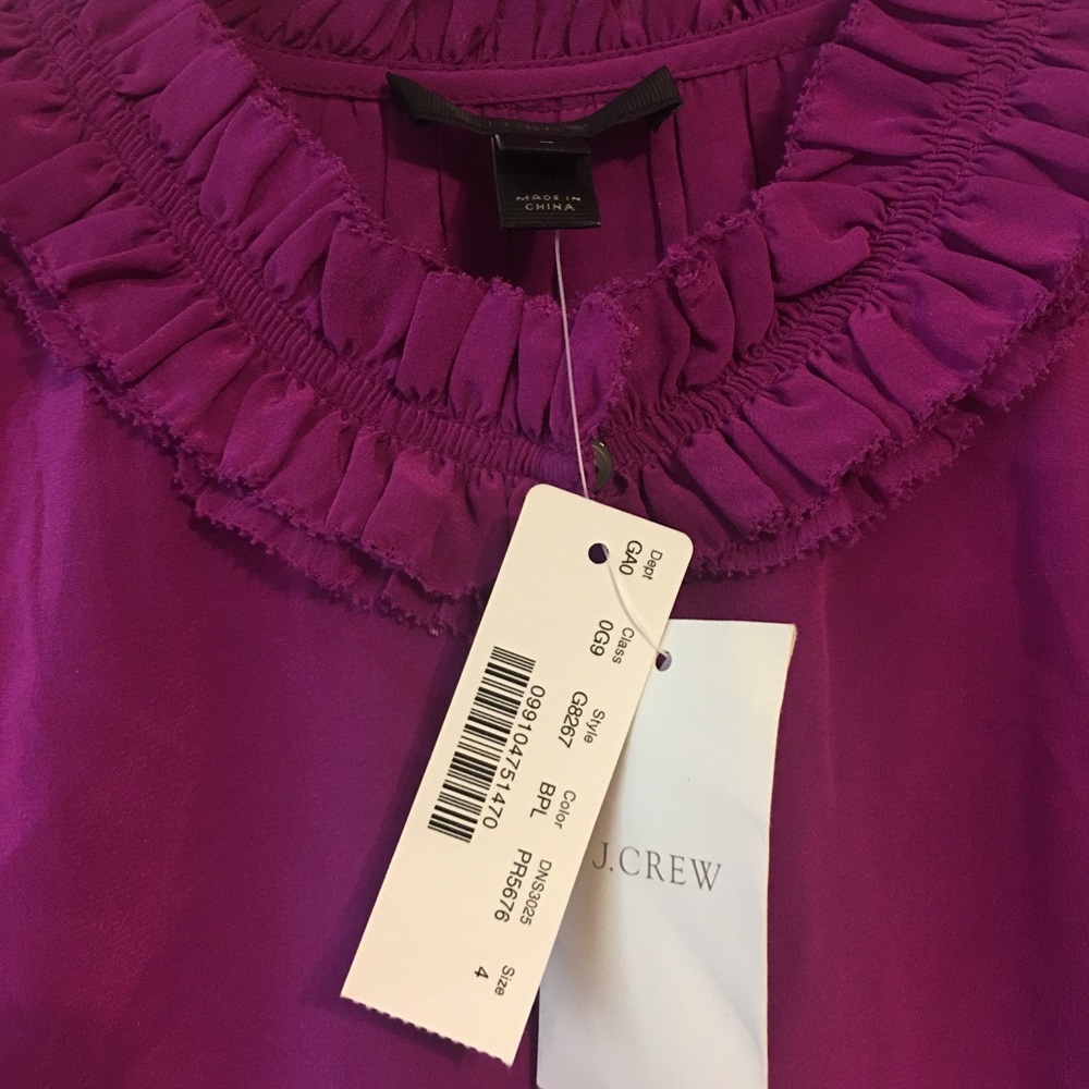 J.crew Plum Ruffle-Neck Silk Top - Picture 5 of 9
